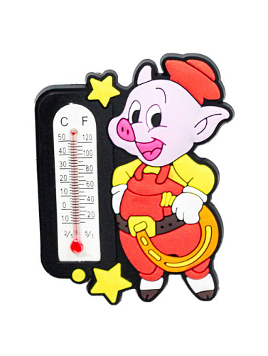 Магниты свинки с термометром и пожеланиями резиновые  YY-18